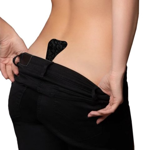 Bye Bra Adhesive Thong Lace Finish Black samoprzylepne stringi One Size Bye Bra Adhesive Thong Lace Finish Black samoprzylepne stringi One Size