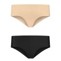 Bye Bra Invisible Hipster 2-Pack Nude & Black L - Bezszwowe majtki niewidoczne