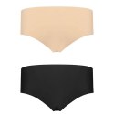 Bye Bra Invisible Hipster 2-Pack Nude & Black L - Bezszwowe majtki niewidoczne