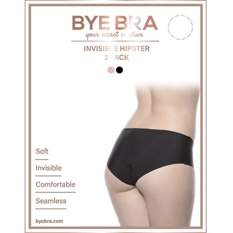 Bye Bra Invisible Hipster 2-Pack Nude & Black L - Bezszwowe majtki niewidoczne Bye Bra Invisible Hipster 2-Pack Nude & Black L - Bezszwowe majtki niewidoczne