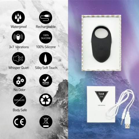 FeelzToys Thor Black - pierścień wibrujący, silikonowy, ładowany USB FeelzToys Thor Black - pierścień wibrujący, silikonowy, ładowany USB