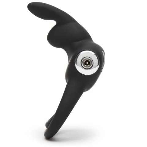 Happy Rabbit Black - silikonowy pierścień wibrujący z 2 pętlami, USB Happy Rabbit Black - silikonowy pierścień wibrujący z 2 pętlami, USB