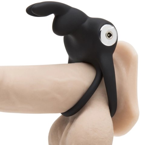 Happy Rabbit Black - silikonowy pierścień wibrujący z 2 pętlami, USB Happy Rabbit Black - silikonowy pierścień wibrujący z 2 pętlami, USB