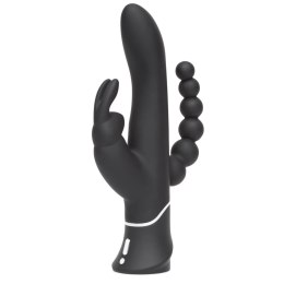 Happy Rabbit Triple Curve Black - trojfunkcyjny model silikonowy USB