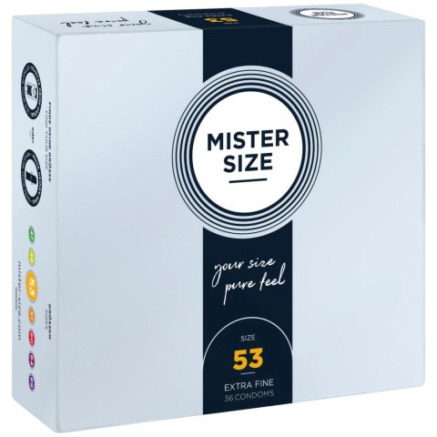 Mister Size 53 mm - precyzyjne prezerwatywy, 36 sztuk, anatomiczny kształt Mister Size 53 mm - precyzyjne prezerwatywy, 36 sztuk, anatomiczny kształt