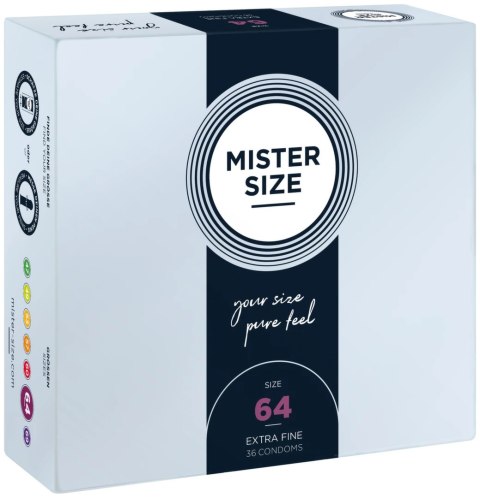 Mister Size 64 mm - prezerwatywy anatomiczne, 36 sztuk, duży rozmiar Mister Size 64 mm - prezerwatywy anatomiczne, 36 sztuk, duży rozmiar