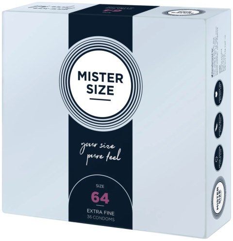 Mister Size 64 mm - prezerwatywy anatomiczne, 36 sztuk, duży rozmiar Mister Size 64 mm - prezerwatywy anatomiczne, 36 sztuk, duży rozmiar