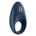 Satisfyer Mighty One Ring - silikonowy elastyczny pierścień z wibracją, niebieski