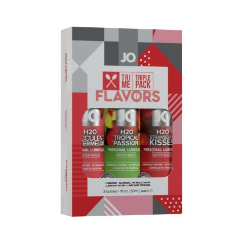 System JO Tri Me Flavors Zestaw Lubrykantow 3x30ml Arbuz Truskawka Tropikalny System JO Tri Me Flavors Zestaw Lubrykantow 3x30ml Arbuz Truskawka Tropikalny