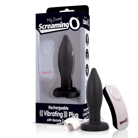 The Screaming O Vibrating Plug Black - wibrujący korek silikonowy z pilotem The Screaming O Vibrating Plug Black - wibrujący korek silikonowy z pilotem
