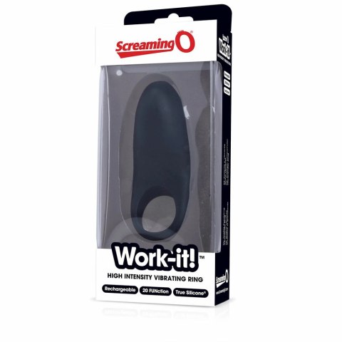 The Screaming O Work-it! Black - pierścień wibrujący, 20 trybow, silikon The Screaming O Work-it! Black - pierścień wibrujący, 20 trybow, silikon