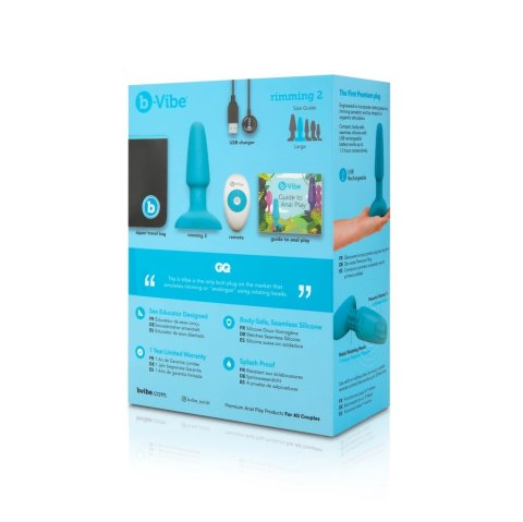 B-Vibe Rimming Plug 2 Teal - zdalnie sterowany system rotacyjny, silikon B-Vibe Rimming Plug 2 Teal - zdalnie sterowany system rotacyjny, silikon