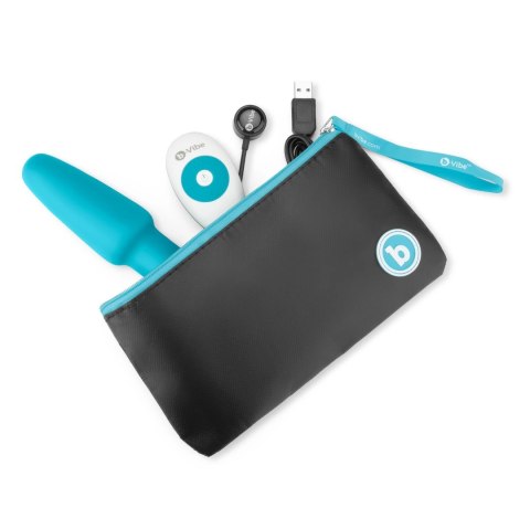B-Vibe Rimming Plug 2 Teal - zdalnie sterowany system rotacyjny, silikon B-Vibe Rimming Plug 2 Teal - zdalnie sterowany system rotacyjny, silikon