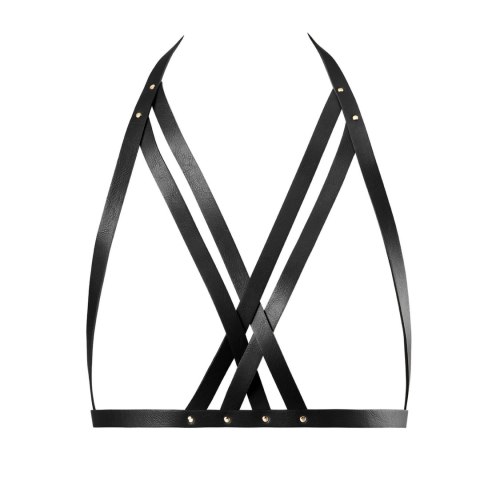 Bijoux Indiscrets Maze Halter Bra Harness Black - Uprząż piersiowa, regulowana, czarna