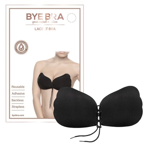 Bye Bra Lace-It Bra B Black - samonośny biustonosz z wiązaniem, czarny Bye Bra Lace-It Bra B Black - samonośny biustonosz z wiązaniem, czarny