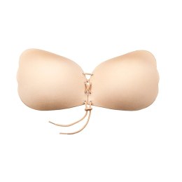 Bye Bra Lace-It Bra samonośny stanik miseczka C nude wiązany