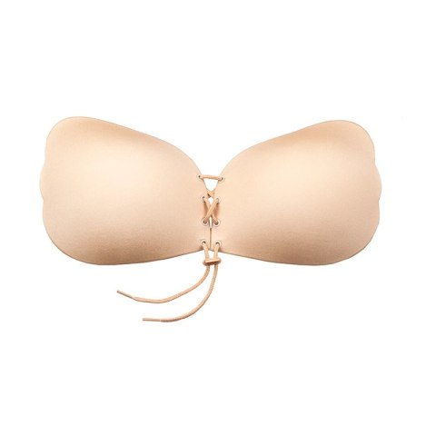 Bye Bra Lace-It Bra samonośny stanik miseczka C nude wiązany Bye Bra Lace-It Bra samonośny stanik miseczka C nude wiązany