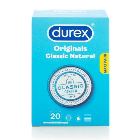 Durex Originals Classic Natural 20 szt. - klasyczne, lateksowe, 54 mm Durex Originals Classic Natural 20 szt. - klasyczne, lateksowe, 54 mm