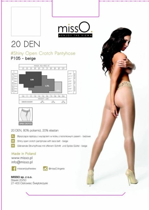 MissO P105 Rajstopy z wycięciem koronkowe beżowe S/M MissO P105 Rajstopy z wycięciem koronkowe beżowe S/M