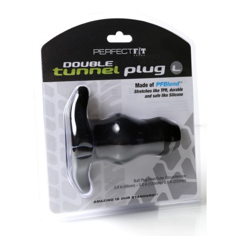 Perfect Fit Double Tunnel Plug Large Black - dwukanałowa zatyczka czarna L Perfect Fit Double Tunnel Plug Large Black - dwukanałowa zatyczka czarna L