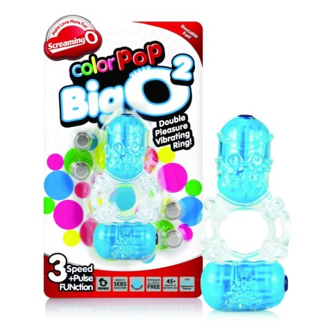 The Screaming O Color Pop Big O2 Niebieski - Pierścień wibrujący, podwojny silnik The Screaming O Color Pop Big O2 Niebieski - Pierścień wibrujący, podwojny silnik