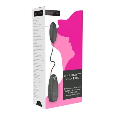 B Swish Bnaughty Classic Black - wodoodporne jajko wibrujące 5 trybow B Swish Bnaughty Classic Black - wodoodporne jajko wibrujące 5 trybow