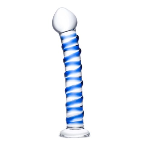 Glas Blue Spiral - szklana forma intymna, spiralna faktura, 19 cm Glas Blue Spiral - szklana forma intymna, spiralna faktura, 19 cm