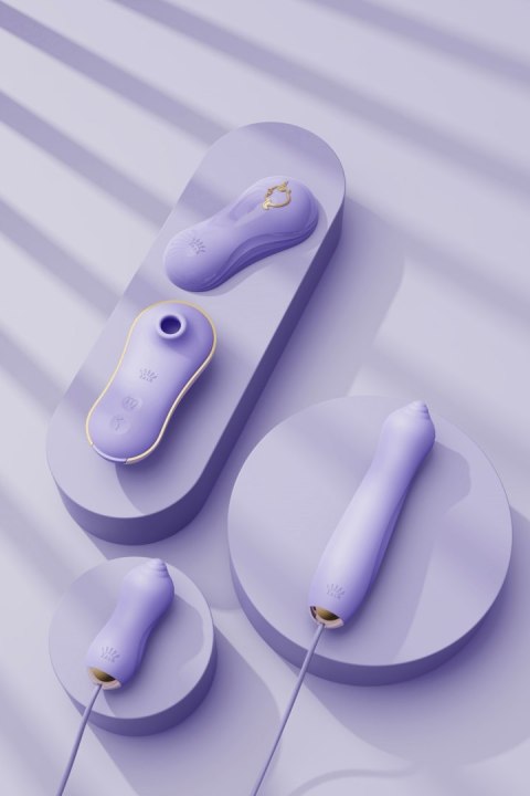 Zestaw bezdotykowy stymulator łechtaczki wraz z dwoma wibratorami Zalo Unicorn Set Berry Violet Zestaw bezdotykowy stymulator łechtaczki wraz z dwoma wibratorami Zalo Unicorn Set Berry Violet