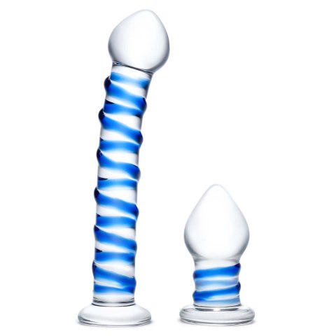 Zestaw szklane dildo i szklana zatyczka Glas Double Penetration Glass Swirly Dildo & Butt Plug Set 2 pcs Zestaw szklane dildo i szklana zatyczka Glas Double Penetration Glass Swirly Dildo & Butt Plug Set 2 pcs