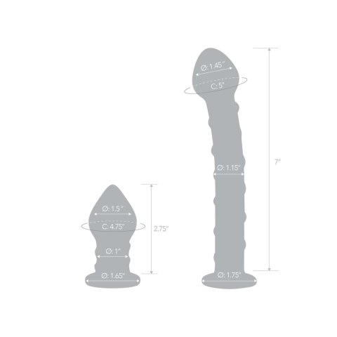Zestaw szklane dildo i szklana zatyczka Glas Double Penetration Glass Swirly Dildo & Butt Plug Set 2 pcs Zestaw szklane dildo i szklana zatyczka Glas Double Penetration Glass Swirly Dildo & Butt Plug Set 2 pcs