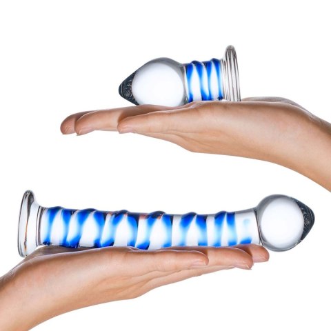 Zestaw szklane dildo i szklana zatyczka Glas Double Penetration Glass Swirly Dildo & Butt Plug Set 2 pcs Zestaw szklane dildo i szklana zatyczka Glas Double Penetration Glass Swirly Dildo & Butt Plug Set 2 pcs