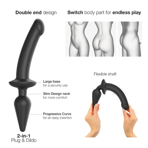 Dustronne dildo-korek Strap-on-me Switch Plug-in Semi-realistic Dildo Black L Dustronne dildo-korek Strap-on-me Switch Plug-in Semi-realistic Dildo Black L