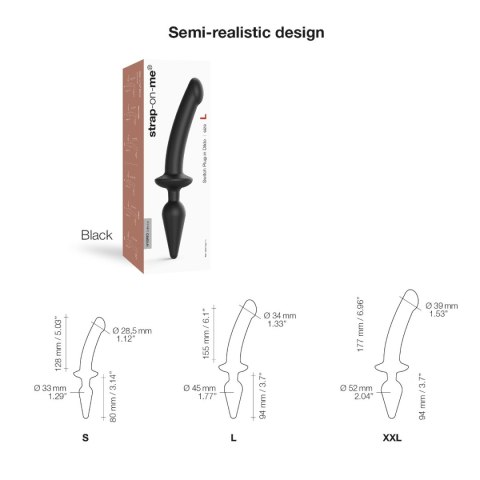 Dustronne dildo-korek Strap-on-me Switch Plug-in Semi-realistic Dildo Black L Dustronne dildo-korek Strap-on-me Switch Plug-in Semi-realistic Dildo Black L