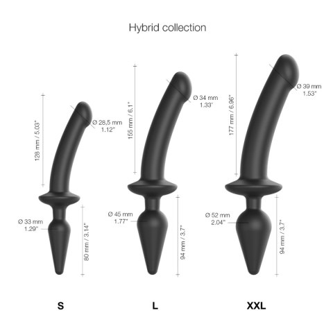 Dustronne dildo-korek Strap-on-me Switch Plug-in Semi-realistic Dildo Black L Dustronne dildo-korek Strap-on-me Switch Plug-in Semi-realistic Dildo Black L