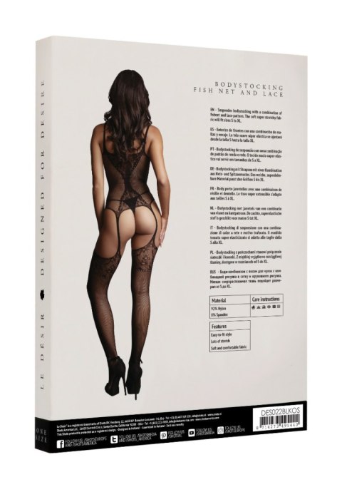 Le Désir Fishnet and Lace Bodystocking Black 022 OS Le Désir Fishnet and Lace Bodystocking Black 022 OS