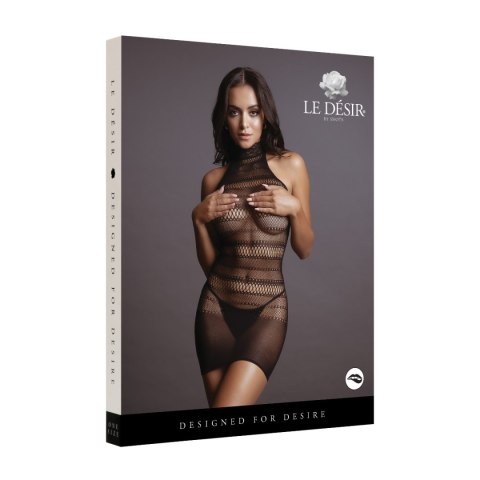 Le Désir High Lace Neck Net Mini Dress Black OS Le Désir High Lace Neck Net Mini Dress Black OS