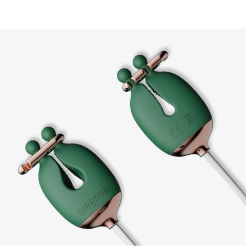 Qingnan No.2 Vibrating Nipple Clamps and Choker Set Green Qingnan No.2 Vibrating Nipple Clamps and Choker Set Green