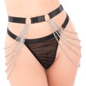 Kinky Diva pas z łańcuszkami Chain Belt Black/Silver