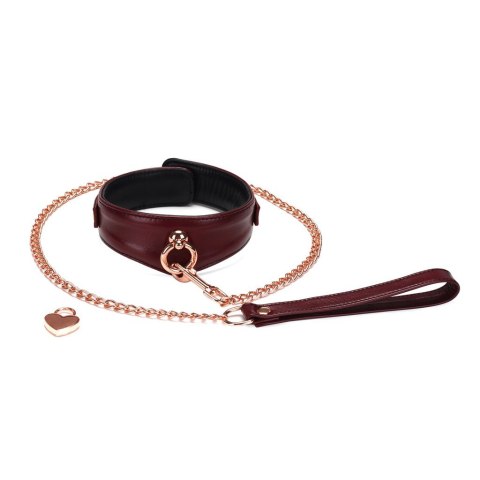 Liebe Seele obróżka ze smyczą Wine Red Curved Collar Liebe Seele obróżka ze smyczą Wine Red Curved Collar