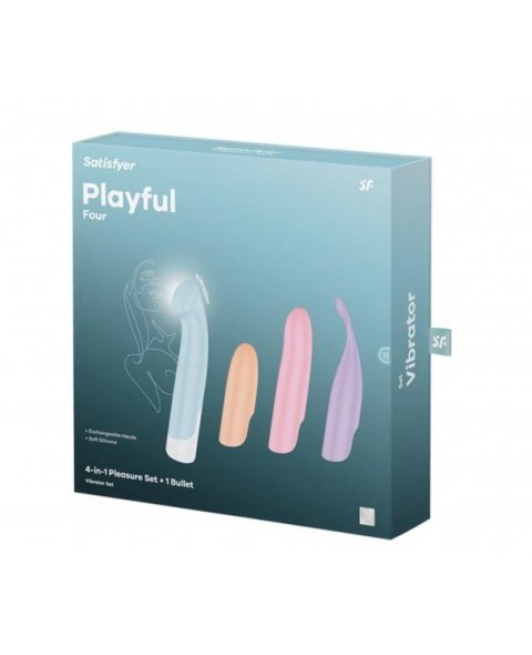 Satisfyer wibrator z wymiennymi nakładkami Playful Four Satisfyer wibrator z wymiennymi nakładkami Playful Four