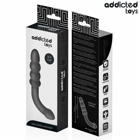 Addicted Toys Masażer Intymny Podwojny 16,5 cm Silikonowy Czarny Addicted Toys Masażer Intymny Podwojny 16,5 cm Silikonowy Czarny