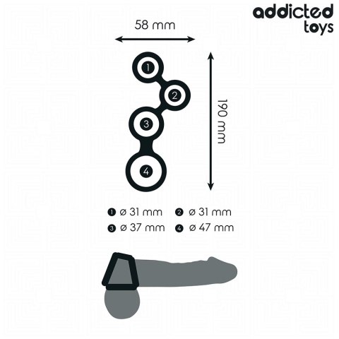 Addicted Toys - Pierścień anatomiczny z przegrodami, czarny, rozmiar uniwersalny Addicted Toys - Pierścień anatomiczny z przegrodami, czarny, rozmiar uniwersalny