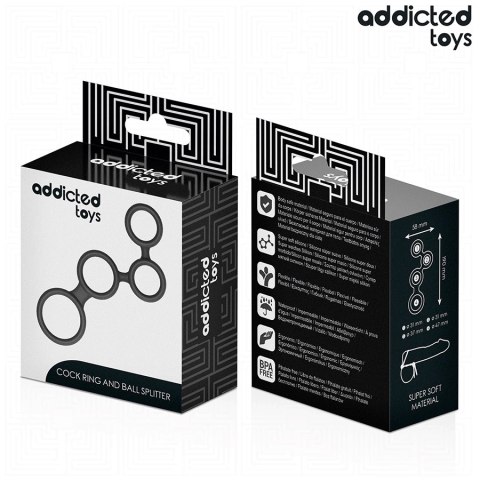 Addicted Toys - Pierścień anatomiczny z przegrodami, czarny, rozmiar uniwersalny Addicted Toys - Pierścień anatomiczny z przegrodami, czarny, rozmiar uniwersalny