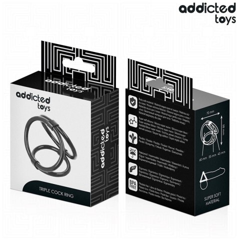 Addicted Toys Triple Ring - Elastyczny potrojny pierścień anatomiczny 3w1 Addicted Toys Triple Ring - Elastyczny potrojny pierścień anatomiczny 3w1