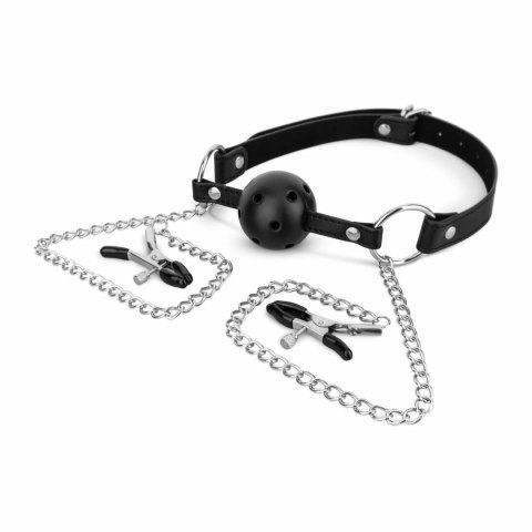 Bedroom Fantasies Black - Zestaw z Opaską Ustną i Zaciskami Regulowanymi Bedroom Fantasies Black - Zestaw z Opaską Ustną i Zaciskami Regulowanymi