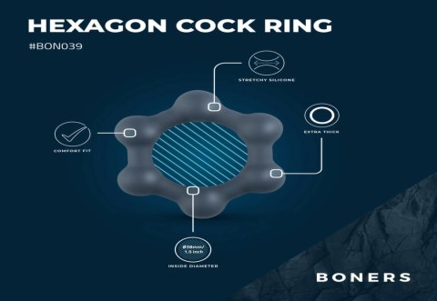 Boners Hexagon - silikonowy pierścień intymny z kulkami stalowymi Boners Hexagon - silikonowy pierścień intymny z kulkami stalowymi