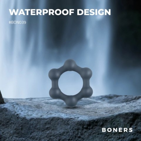 Boners Hexagon - silikonowy pierścień intymny z kulkami stalowymi Boners Hexagon - silikonowy pierścień intymny z kulkami stalowymi