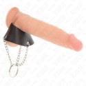 KINK Metalowy pierścień anatomiczny 4 cm z łańcuszkiem i skorzanym paskiem