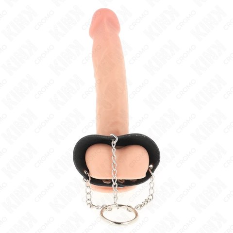 KINK Metalowy pierścień anatomiczny 4 cm z łańcuszkiem i skorzanym paskiem KINK Metalowy pierścień anatomiczny 4 cm z łańcuszkiem i skorzanym paskiem
