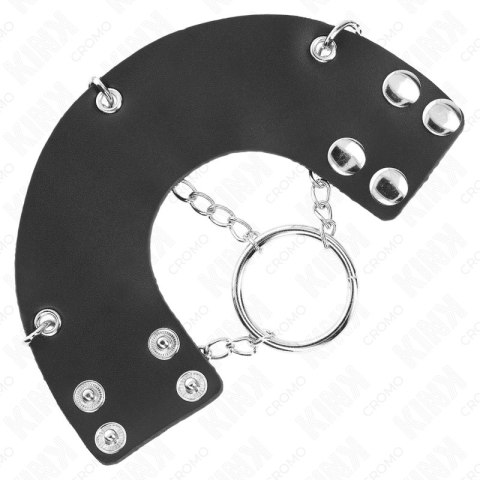 KINK Metalowy pierścień anatomiczny 4 cm z łańcuszkiem i skorzanym paskiem KINK Metalowy pierścień anatomiczny 4 cm z łańcuszkiem i skorzanym paskiem